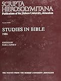 Scripta Hierosolymitana Studies In Bible