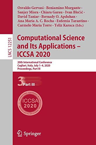 Computational Science and Its Applications - ICCSA 2020
