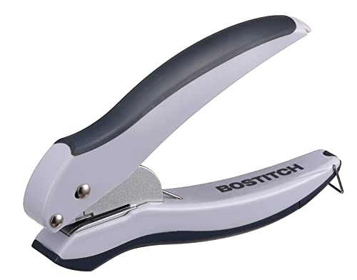 Bostitch Office EZ Squeeze One-Hole Punch, 10 Sheets, Gray/Blue (2402)
