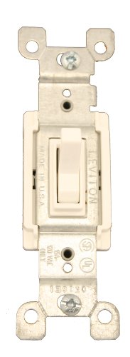Leviton 15 Amp, 120 Volt, Toggle Framed 3-Way AC Quiet Switch, Residential Grade, Grounding, Quickwire Push-In & Side Wired, 1453-2W, White