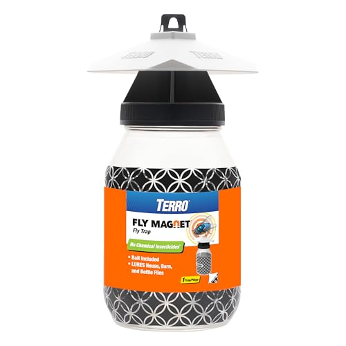TERRO T380 Outdoor Reusable Fly Magnet Fly Trap - Poison Free Trap with Bait