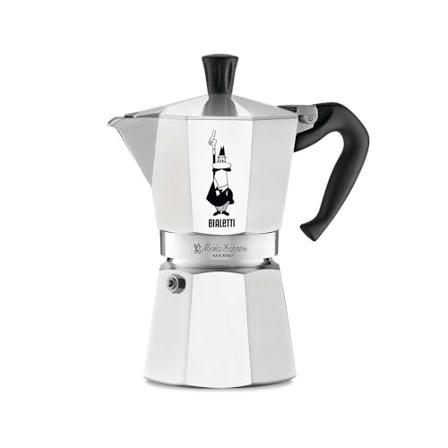 Bialetti Moka Express Iconic Italian Stovetop Espresso Maker, Natural Silver, 6 Cups