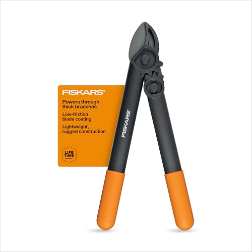 Fiskars 15-Inch PowerGear Loppers, Sharp Steel Blade Bush and Tree Trimmer, Cuts up to 1.25-Inch Diameter Branches, Rust