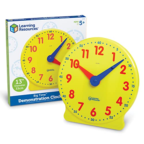 Learning Resources Big Time Learning Clock - Teacher Classroom Must Haves, Elementary School & Montessori Activities, Math Manipulatives, Time Flash Cards, Gifts for Boys and Girls