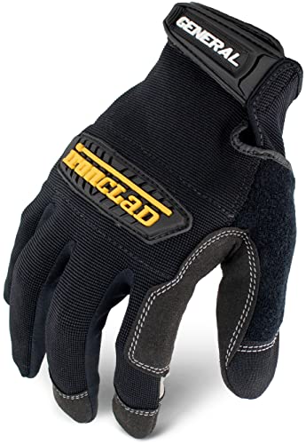 Ironclad General Utility Work Gloves GUG, All-Purpose, Performance Fit, Durable, Machine Washable (1 Pair) BlackWells L