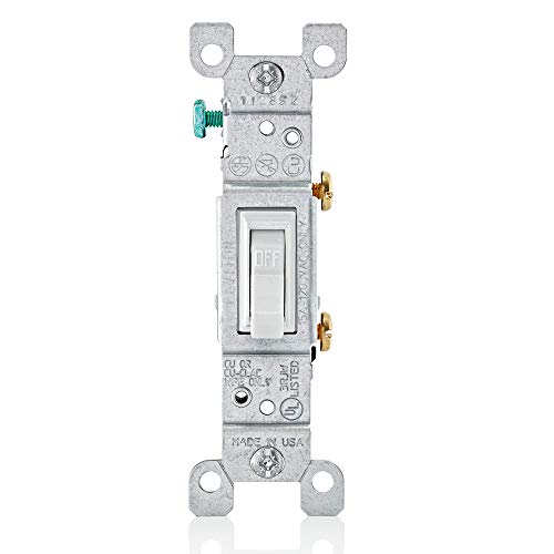 Leviton 15 Amp, 120 Volt, Toggle Framed Single-Pole AC Quiet Switch, Residential Grade, Grounding, 10-Pack, 1451-2WM, White