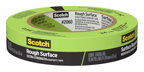 Scotch Rough Surface Extra Strength Painter's Tape, 0.94 in x 60.1 yd, Tape Protects Surfaces and Removes Easily, Rough Surface Painting Tape for Indoor and Outdoor Use, 1 Roll (2060-24AP)