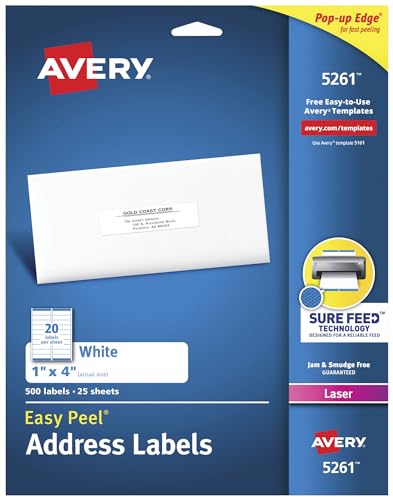 White Easy Peel Address Labels with Sure Feed, Laser,