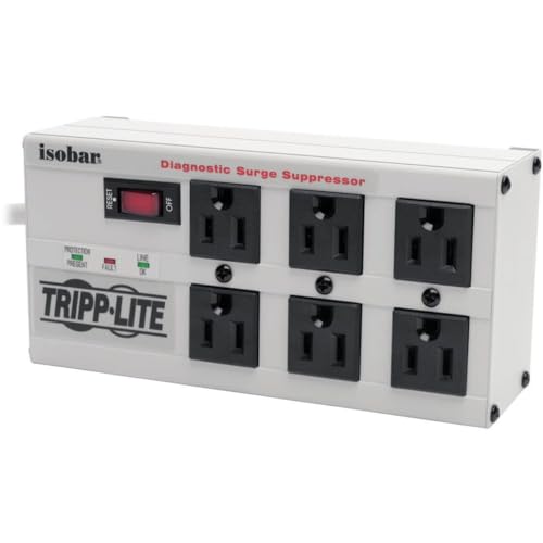 Tripp Lite IBAR6-6D Isobar 6-Outlet Surge Protector Power Strip, 6ft Cord with Right Angle Plug, Heavy-Duty Metal Housing, 3300 Joules, Lifetime Manufacturer's Warranty & $50,000 Insurance : Electronics