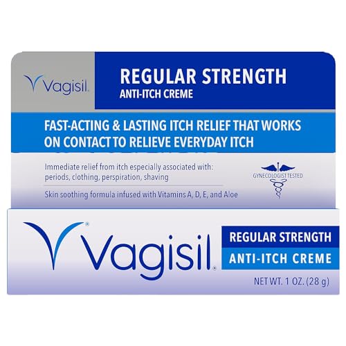 Vagisil Regular Strength Anti-Itch Feminine Cream for Women, Gynecologist Tested, Hypoallergenic, Fast-acting and Long-lasting Itch Relief, Vaginal Moisturizer Soothes and Cools, 1 oz (Pack of 1)