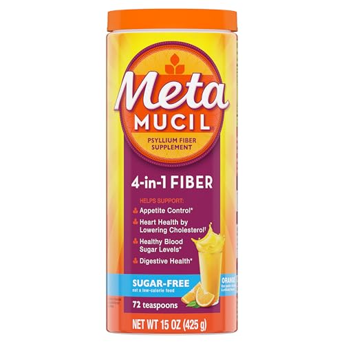 Metamucil 4-in-1 Psyllium Husk Fiber Sugar-Free Orange 72 Teaspoons
