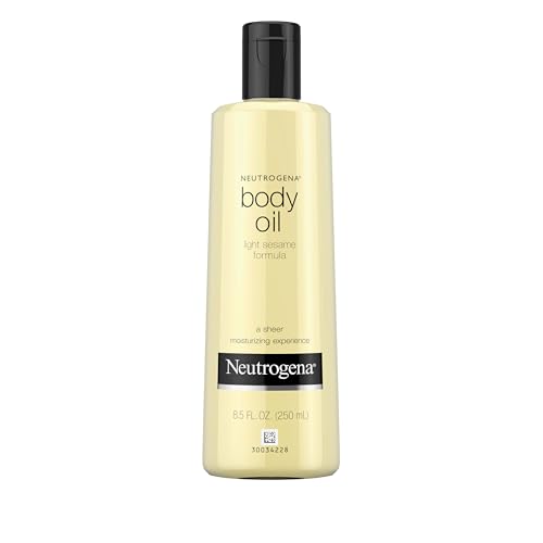 Neutrogena Body Oil Light Sesame Formula, 8.5 fl oz, Radiant Glow Moisturizer for Dry Skin, Bath & Shower Oil For Smooth and Hydrated Skin