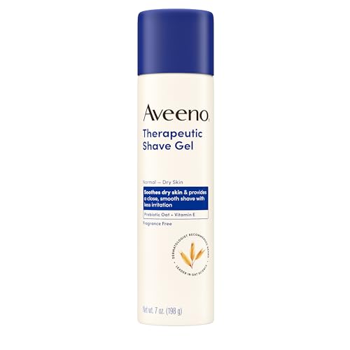 Aveeno Therapeutic Shave Gel with Oat and Vitamin E to Help Prevent Razor Bumps, Soothes Dry Skin and Provides a Close, Smooth Shave with Less Irritation, Fragrance-Free, 7 oz
