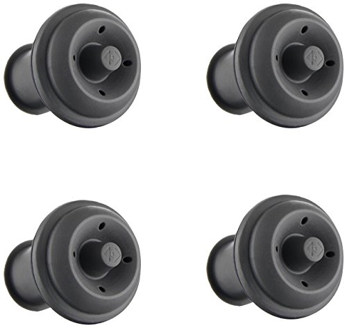 Vacu Vin Wine Saver Vacuum Stoppers – Set of 4 – Gray – Airtight Seal for Opened Bottles to Preserve Freshness Up 