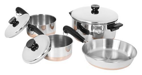 Revere Copper Clad Cookware Set, Silver (7 Piece)
