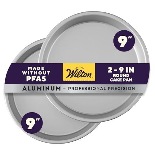 Wilton Aluminum 2-Piece Round Cake Pan Set, Durable Anodized Bakeware for Tiered & Layered Cakes, Even Heating, Rust-Resistant, Professional Cake Baking Pans, 9 x 2 in, Packaging May Vary