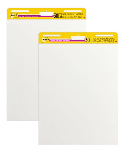 Post-it Super Sticky Easel Pad 25 in x 30 in White 30 Sheets/Pad 2 Pad/Pack Large White Premium Self Stick Flip Chart Paper Super Sticking Power (559)
