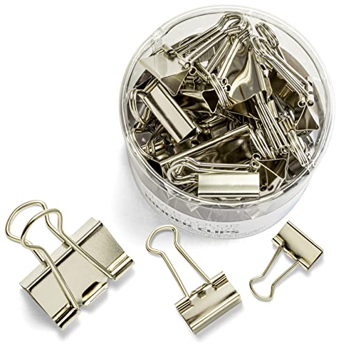 Officemate Silver Binder Clips Assorted Sizes 30-Pack in Tub
