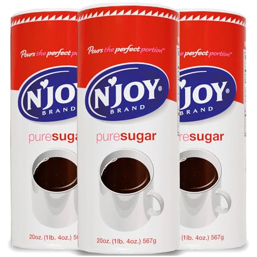 N'Joy Pure Cane Sugar, 20 oz Canister, 3/Pack