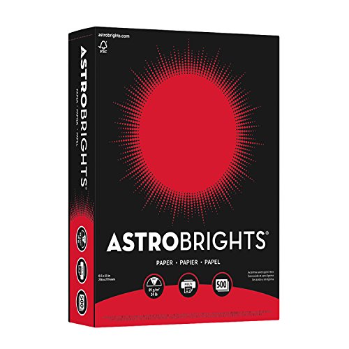 Astrobrights Color Paper, 8.5” x 11”, 24 lb/89 gsm, Re-Entry Red, 500 Sheets (21558)