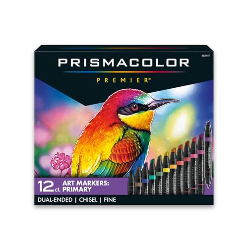 Prismacolor Premier Double-Ended Art Markers, Fine and Chisel Tip, 12 Pack