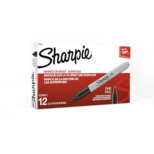 Permanent Markers Fine Tip Black 12 Count Quick Drying Fade Resistant