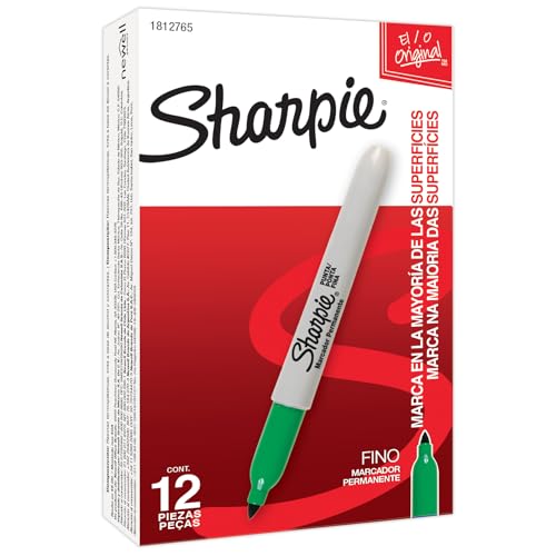 Sharpie Permanent Markers, Fine Point, Blue, 12 Count
