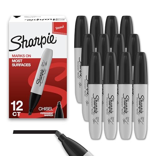Permanent Markers Chisel Tip Black 12 Count Home School Office