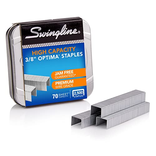 Swingline Staples, Premium High Capacity for Desktop Staplers, 3/8" Length, 125/Strip, 2500/Box, Jam Free, Optima (35550)