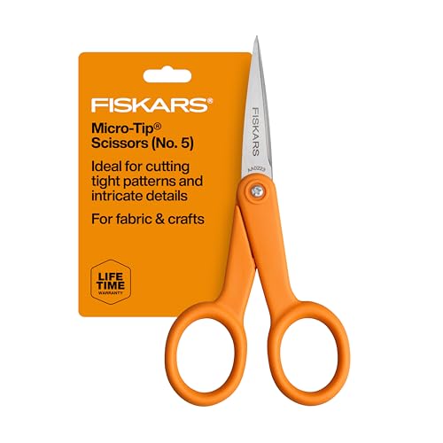 Fiskars Premier No 5 Micro Tip Orange Handled Fabric Scissors Double