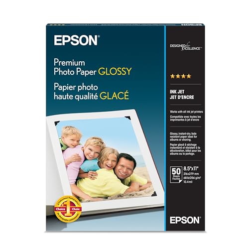Epson Premium Photo Paper GLOS...es,50 Sheets) (S041667),White