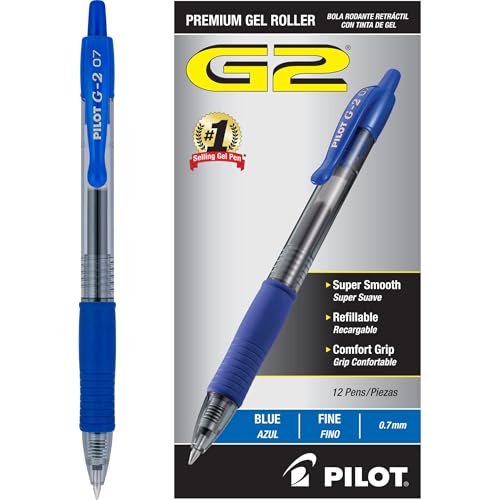 PILOT G2 Fine Point Retractable Gel Pens Blue Ink 12-Count