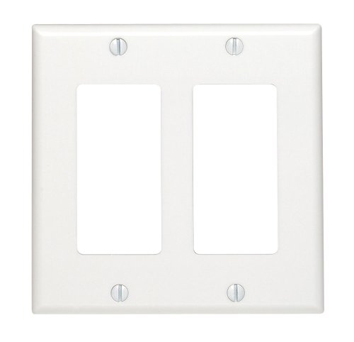 Leviton 2-Gang Decora/GFCI Device Wallplate, Standard Size, Thermoset, 80409-W, White