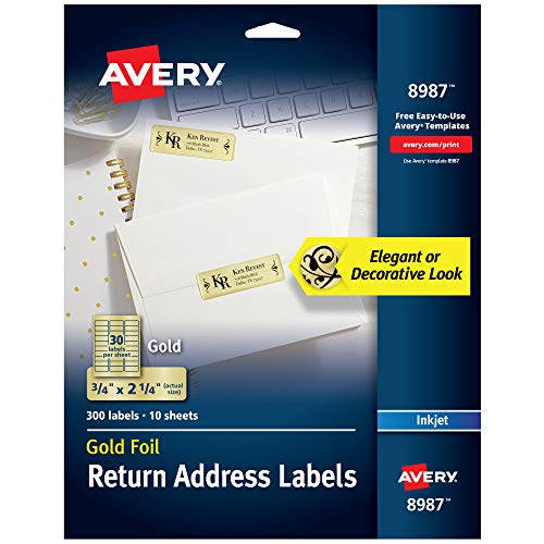 Foil Return Address Labels, Inkjet, 3/4" x 2-1/4" Labels