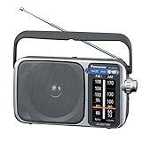 Panasonic Portable AM/FM Radio, Battery Operated Analog Radio, AC Powered, Silver (RF-2400D)