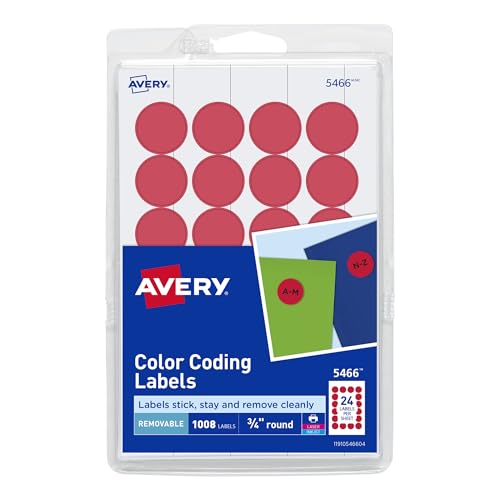 3/4" Round Removable Color Coding Labels, 1008/PK