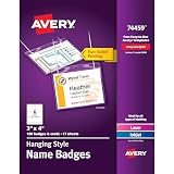 Avery Customizable Name Badges, 3" x 4"