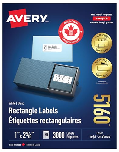 Avery 5160 3,000 Address Labels, Made in Canada