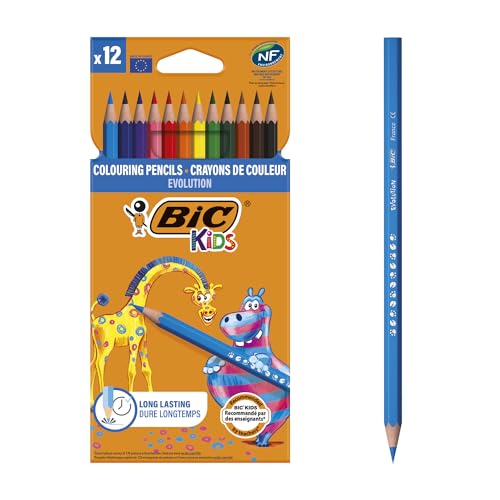 Bic Kids Evolution Ecolutions Crayons De Couleur, Coloris Assortis, 12 unités
