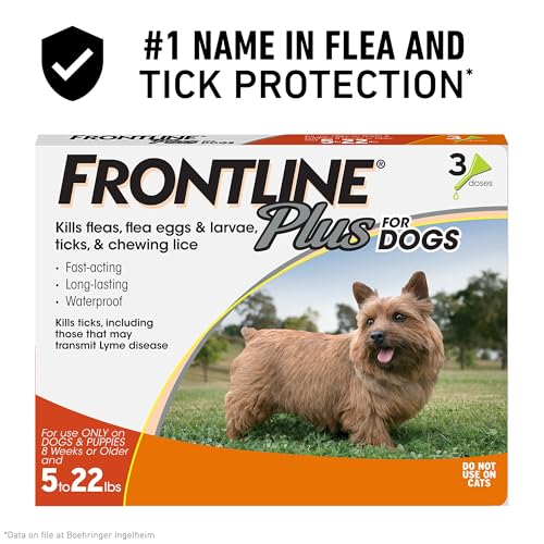 FRONTLINE Plus Flea and Tick Treatment for Small Dogs Upto 5 to 22 lbs. 3 Treatments