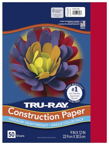 PACON - 103031 Pacon Tru-Ray Heavyweight Construction Paper, Festive Red, 9" x 12", 50 Sheets - 103431