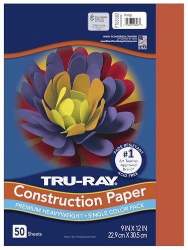 Pacon PAC103002 Tru-Ray Construction Paper, 9 x 12 Inches, Orange, 50 Sheets (103002)
