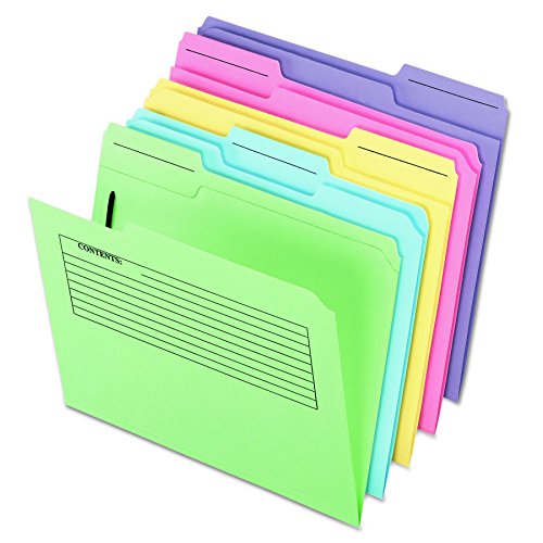 Pendaflex 45270 Printed Notes Folders with Fastener, 1/3 Cut Top Tab, Letter, Assorted (Pack of 30)