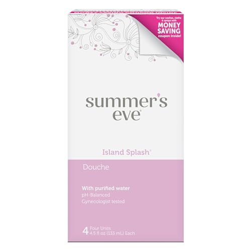 Summer's Eve Douche for Women, Island Splash, Gentle pH-Balanced Formula Helps Reduce Vaginal Odor, 4 Bottles 4.5 Oz Each