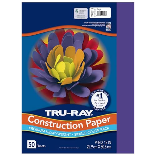 Tru-Ray® Construction Paper, 50% Recycled, 9" x 12", Purple, Pack Of 50