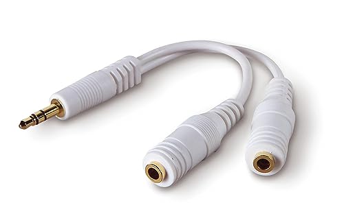 Belkin 3.5mm Audio Splitter – Dual Headphone and Speaker Jack Adapter for Sharing Music or Videos – Compatible with iPhone, iPad, Laptops, Tablets, and Other Devices with AUX Port – White