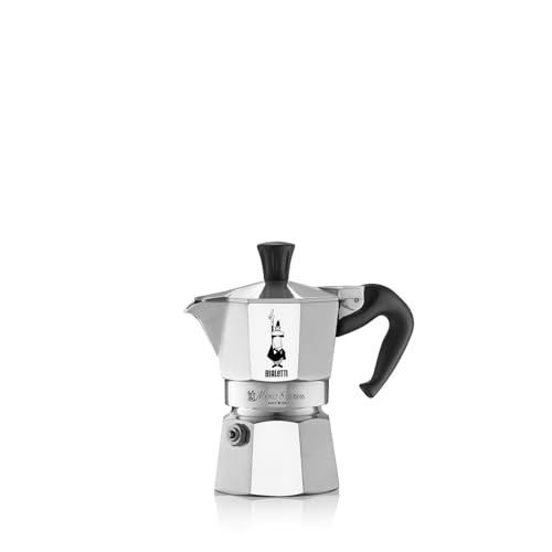 Bialetti Moka Express Iconic Stovetop Espresso Maker, Moka Pot 1 Cup (2 oz / 60 ml), Aluminium, Silver