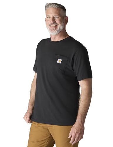 Carhartt Mens Loose Fit Heavyweight Short-Sleeve Pocket T-Shirt Work Utility t Shirts, Black, Medium US