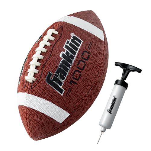 Franklin Sports Official Size Football - All-Weather 1000 Regulation Outdoor Football - Synthetic Leather Adult Ball - Extra Grip Official Size - Brown + White