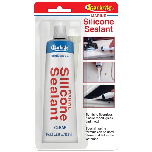 STAR BRITE Marine Silicone Sealant - Waterproof, Durable, UV Resistant, for Fiberglass, Metal, Wood, Glass, Ceramic & More 2.8 OZ. (082102P)